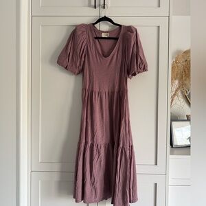 Nation LTD Geri Women’s V-Neck Puff Sleeve Midi Dress - Mauve